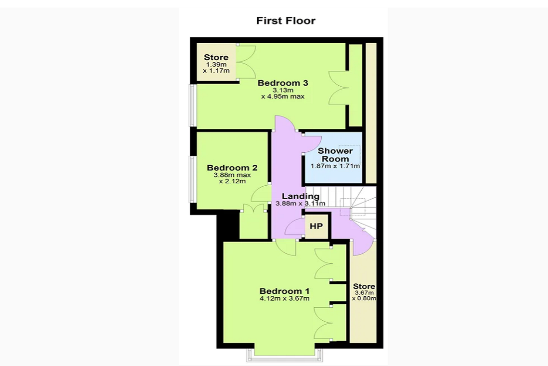 First Floor Plan with rooms layout and dimensions